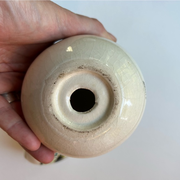 Vintage Mexican Tonala white & green birds/plants ceramic eggs lot of two - Picture 6 of 9